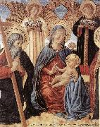 GOZZOLI, Benozzo Madonna and Child between Sts Andrew and Prosper (detail) fg